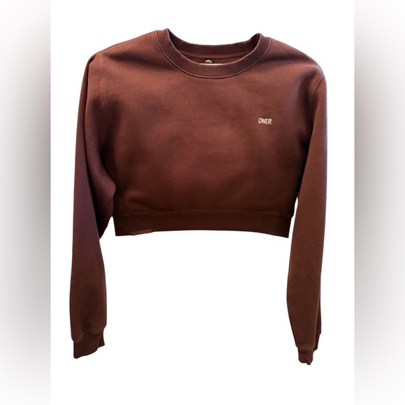 Oner Active Tops - ONER Active Cropped Crewneck Sweatshirt Brown UK M pre owned excellent